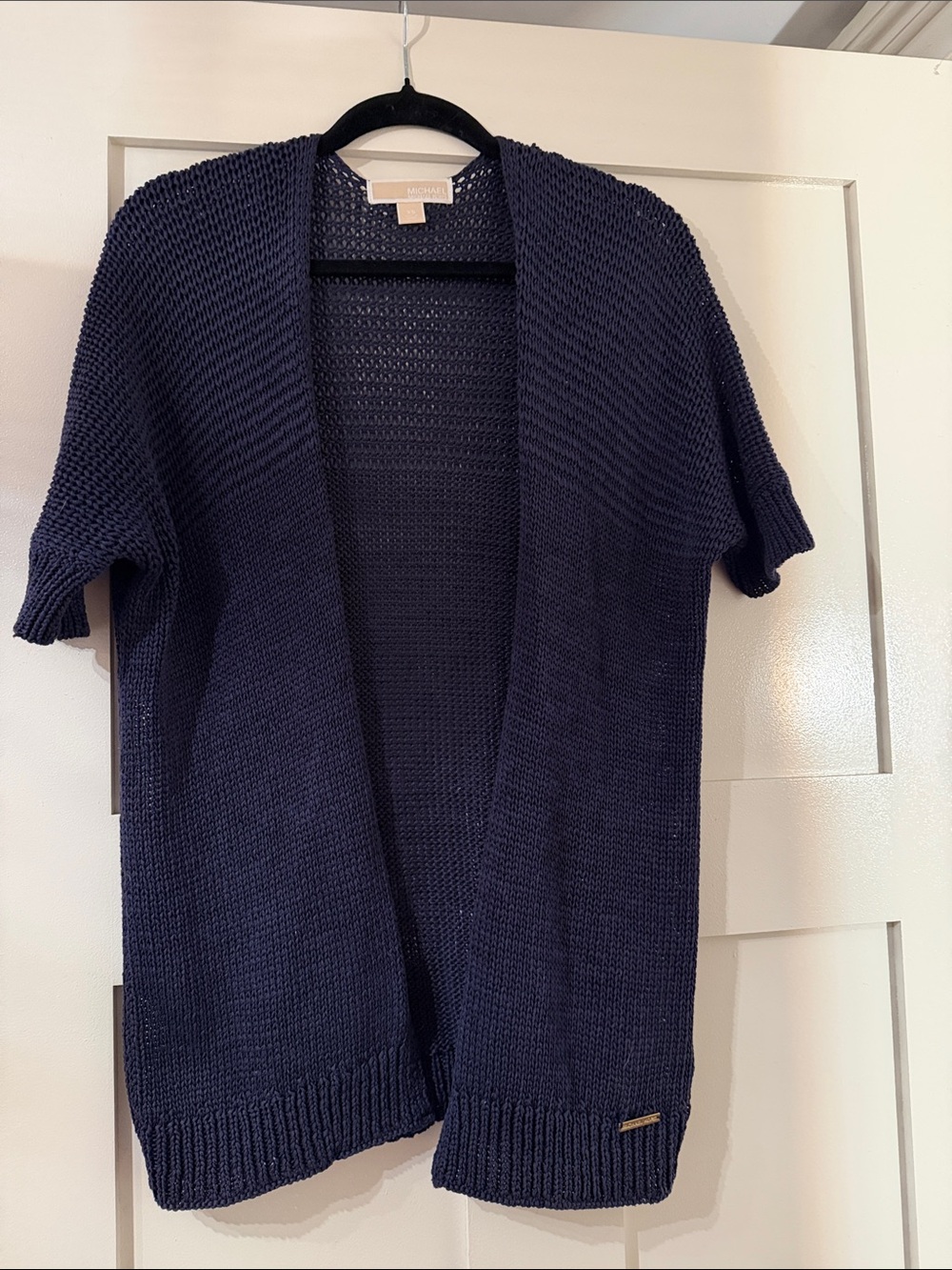 Michael Kors Navy Open-Front Short Sleeve Cardigan